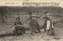 CPA Folklore Auvergne La bourree