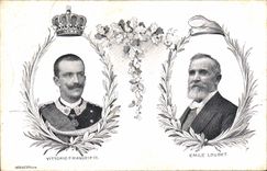 VINTAGE POSTCARD loubet Vittorio Emanuele III