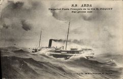 VINTAGE POSTCARD S Abda Paquebot Posts French Co NR Package by heavy sea