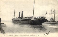 VINTAGE POSTCARD Le Havre Entered of the deck chair the Champagne
