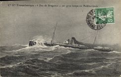 CPA Compagnie Generale Transatlantique Duc de Bragance par gros tempe