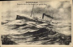 VINTAGE POSTCARD Doukkala Steamer of the Co Package by heavy sea