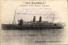 VINTAGE POSTCARD General Company Transatlantic Duke of Aumale French Fast Steamer