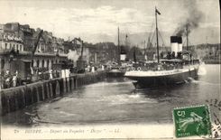 VINTAGE POSTCARD Dieppe Departure of the Dieppe Steamer