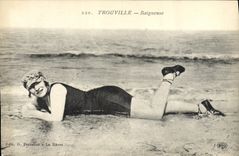VINTAGE POSTCARD Fantasy Woman Trouville Bathing suit