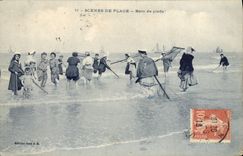 VINTAGE POSTCARD Fantasy Women Bathing suit Scenes of beach Bath of feet