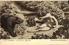 CPA Edmond Tapissier La faute d'eve Salon 1931 Chantereau Ours Singe 