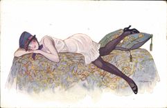 VINTAGE POSTCARD Fantaisie Illustrator Rue de la peace has Jarach