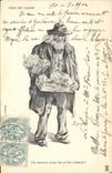 VINTAGE POSTCARD Fantasy Illustrator Man Cries of Paris