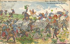 VINTAGE POSTCARD Militaria With the army maneuvers the defense of the part