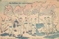 CPA Militaria Au battage des couvertures