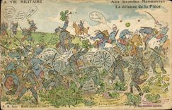 VINTAGE POSTCARD Militaria the defense of the part
