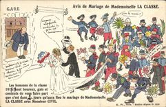 CPA Militaria Avis de mariage de Mademoiselle La Classe