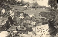 CPA Folklore Bretagne Petites lavandieres 