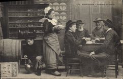 CPA Folklore Rosporden Interieur d'auberge 