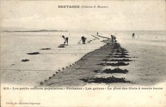 El folklore de la POSTAL de la VENDIMIA los pequeños comercios populares Pecheurs las huelgas la instalación de las redes tiene marea baja