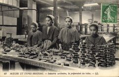 Sardiniere de Bretaña Industrie del folklore de la POSTAL de la VENDIMIA la preparación de blando