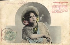 VINTAGE POSTCARD Fantasy Woman Tobacco Cigar