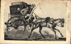 VINTAGE POSTCARD Coach Carle Vernet a cuckoo On the way for Cloud Saint