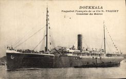 VINTAGE POSTCARD Boat French Steamer of the Co Package Mail of Morocco Doukkala