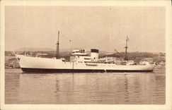 VINTAGE POSTCARD Boat Steamer Company Fraissinet banana Ship Djobila