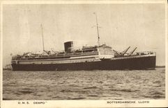 VINTAGE POSTCARD Boat Steamer DMS Dempo Rotterdamsche Llyod