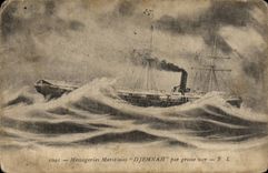 VINTAGE POSTCARD Boat Steamer Djemnah Maritime Transport