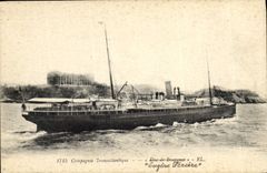 VINTAGE POSTCARD Boat Transatlantic Steamer Company Eugene Pereire