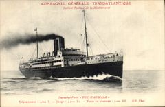 VINTAGE POSTCARD Bateau Steamer Posts Duke of Transatlantic Aumale Compagnie General