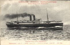 CPA Bateau Paquebot Poste Duc d'Aumale Compagnie Generale Transatlantique