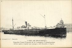 CPA Bateau Paquebot postal francais de la Compagnie Transatlantique Duc de Bragance 