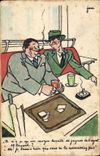VINTAGE POSTCARD Fantasy Illustrator Men with the bar Tobacco Cigarette