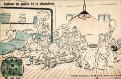 VINTAGE POSTCARD Militaria Around the frying pan of the barrack room