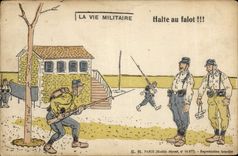 CPA Militaria Halte au falot 