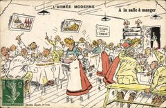 CPA Militaria A la salle a manger
