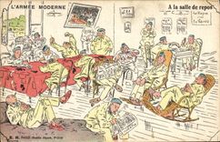 CPA Militaria A la salle de repos 