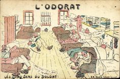 VINTAGE POSTCARD Militaria sense of smell five directions of the soldier