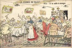 CPA Militaria Midi A la salle a manger 