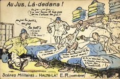 CPA Militaria Halte la Au jus la dedans 