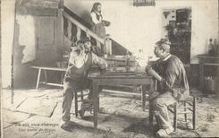 CPA Folklore La vie au champs Une partie de piquet CArtes