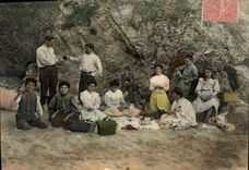 CPA Folklore Un pique nique 