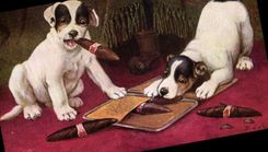 CPA Fantaisie Tabac Chien Cigare 
