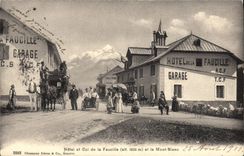 VINTAGE POSTCARD Coach Hotel and Collar of the Sickle and Mont Blanc Switzerland Horses