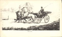 CPA Attelage Chevaux Chute