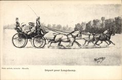 CPA Attelage Depart pour Longchamp 