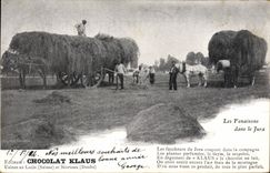 VINTAGE POSTCARD Coach haymakings in the Jura Klaus Chocolate