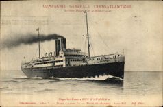 CPA Bateau Paquebot Compagnie Generale Transatlantique Services postaux de la Mediterranee Duc D'Aumale 