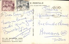 VINTAGE POSTCARD Bateau Mixed Steamer Co of Navigation Algeria Tunisia Djebel Will say