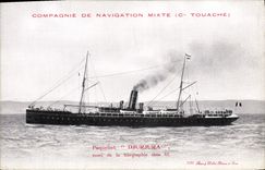 VINTAGE POSTCARD Boat Steamer Djurjura Wireless telegraphy company of mixed navigation