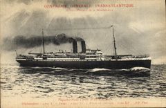 CPA Bateau Paquebot Compagnie Generale Transatlantique Duc d'Aumale
